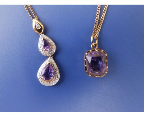 Two 9ct amethyst pendant necklaces.