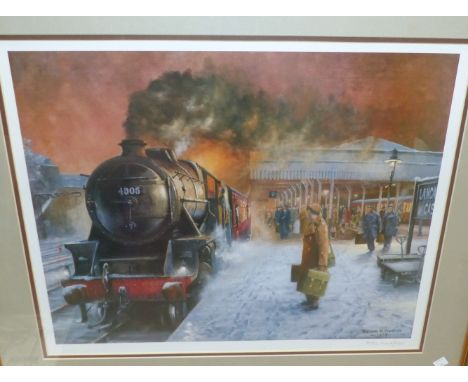 Trevor R Owens:  limited edition print, LMS Winter Station Scene, signed in pencil, 17" x 21", framed and glazed; and others