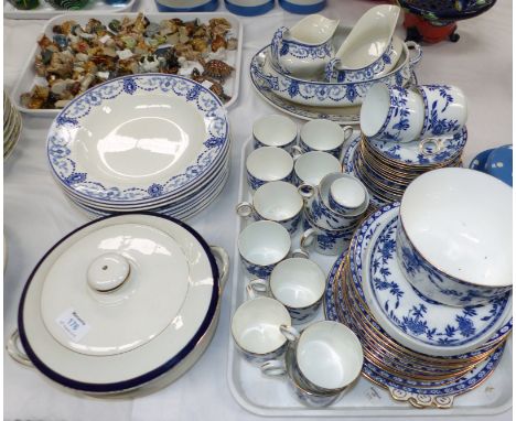 An Adderley "Brugge" blue and white part dinner and tea service, 50 pieces approx; similar blue and white pottery