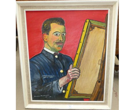 Norman MacDonald:  "Self Portrait at Easel", oil on canvas, signed and dated 20.1.63, 24" x 20", framed