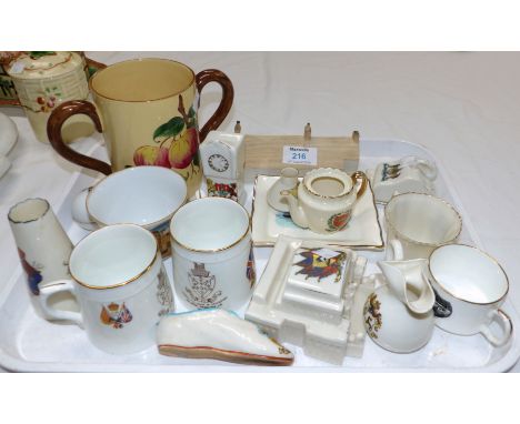 A Goss cottage:  First & Last House of England""; a Goss motto loving cup; crested and commemorative china
