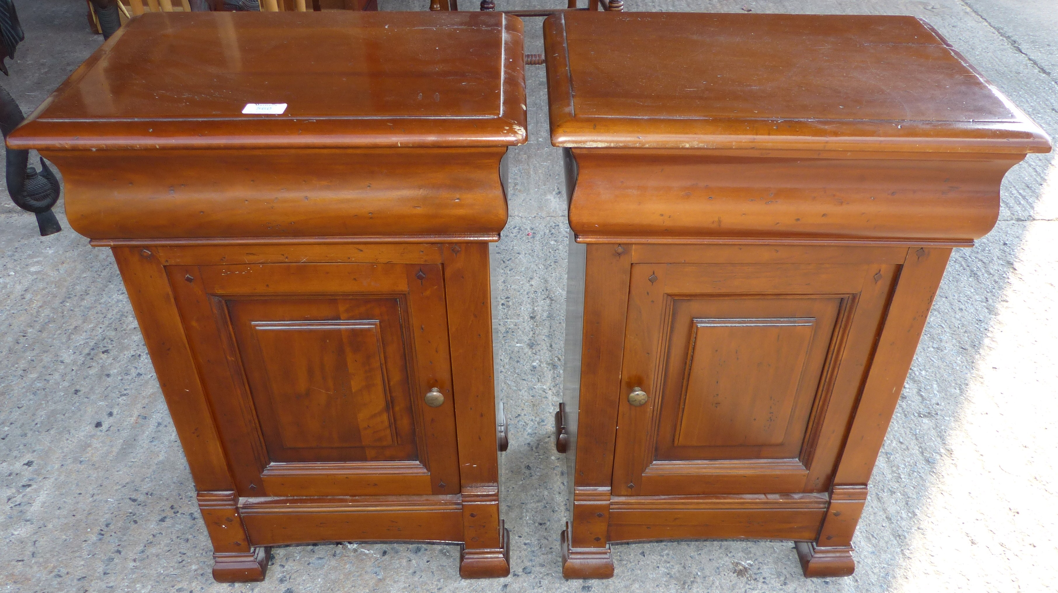 A Brigitte Forestier Period Style Distressed Cherry Wood Pair Of