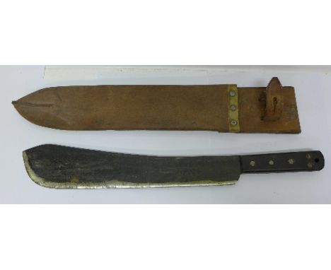 A machete with scabbard, S & J Kitchin Ltd., Sheffield, with broad arrow, 1945