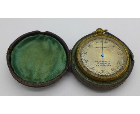 A pocket barometer, J. Casartelli, 43, Market St., Manchester, with case, glass loose