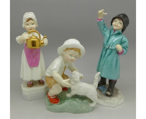 Three Royal Worcester figures, Polly Put The Kettle On, Snowy and February 3543