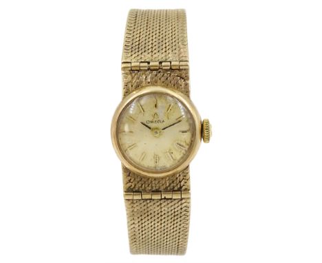 Omega 9ct gold ladies manual wind wristwatch, London 1966, on 9ct gold bracelet, boxedCondition Report:Approx 21.65gm (exclud