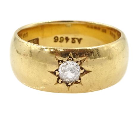 Early 20th century 18ct gold gypsy set single stone old cut diamond ring, Birmingham 1917, diamond approx 0.17 caratCondition