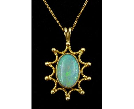 18ct gold opal pierced star design pendant, on 9ct gold chain necklaceCondition Report:Pendant approx 6.2gm, tested 18ct, len