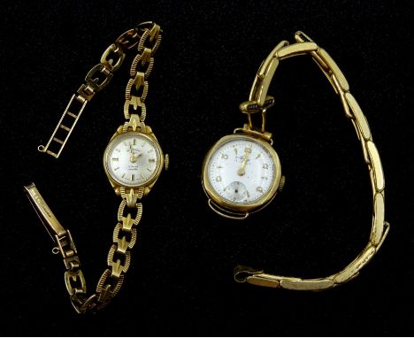Rotary 9ct gold ladies manual wind bracelet wristwatch, hallmarked and an Avia 9ct gold wristwatch, on gold-plated expanding 
