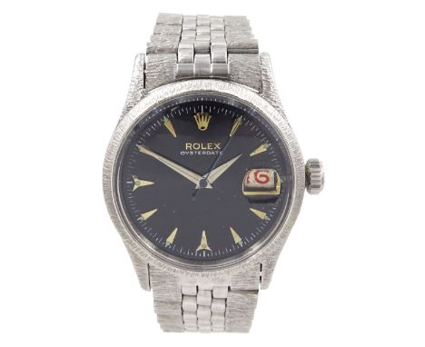 Rolex Oyster Perpetual Date gentleman's stainless steel automatic wristwatch, circa 1954,  21 jewels, Ref. 6518, Cal. 1000, S