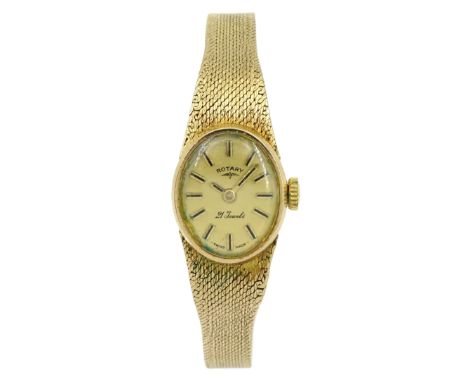 Rotary 9ct gold ladies manual wind wristwatch, hallmarkedCondition Report:Approx 14.2gm (excluding movement), bracelet also h