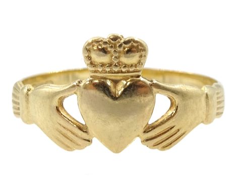 Irish 14ct gold Claddagh ring, hallmarkedCondition Report:Approx 2.2gm, size R, max depth = 10.55mm well presented ring in go