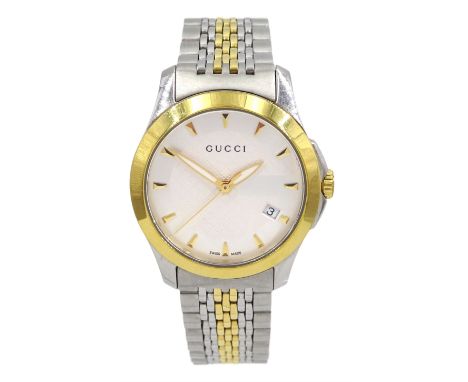Gucci ladies stainless steel and gold-plated quartz wristwatch, Ref. 126.5, boxed with additional linkCondition Report:Moveme