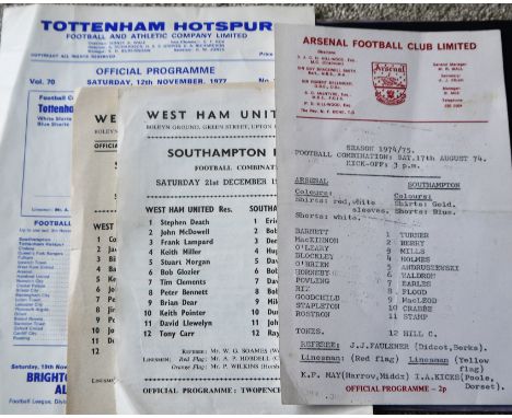 1960'S &amp; 70'S SOUTHAMPTON RESERVES AWAY PROGRAMMES X 4
West Ham 8th April 1967, West Ham 21st Dec 1968,&nbsp; Arsenal 17t