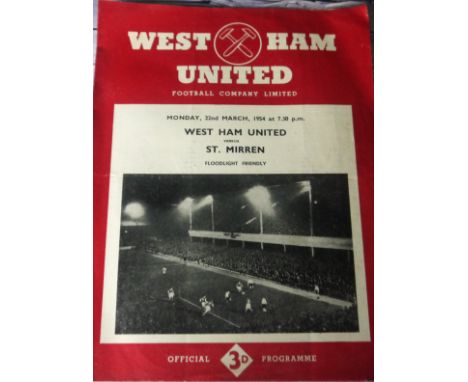 1953-54 WEST HAM UNITED V ST MIRREN FLOODLIT FRIENDLY
22nd March 1954 slight fold