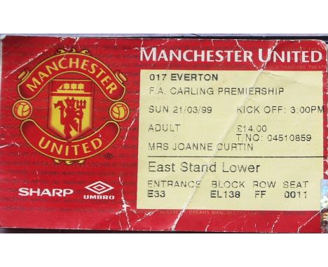 1998-99 MANCHESTER UNITED V EVERTON - TREBLE WINNING SEASON
21st March 1999 creased&nbsp;