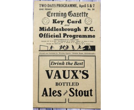 1946-47 MIDDLESBROUGH V CHARLTON ATHLETIC &amp; EVERTON
Very rare double edition programme in good condition for age with ver