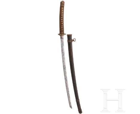 Shin Gunto, Japan, Showa-Periode  Ältere, vermutlich Edo-zeitliche Klinge Shinogi Tsukuri, Chu Kissaki, leichtes Torii Zori, 