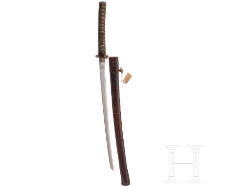 Wakizashi, Japan, Meiji-/Showa-Periode  Klinge Shinogi Tsukuri mit flachem Torii Zori, Ko Kissaki, Hada und Hamon verputzt, K