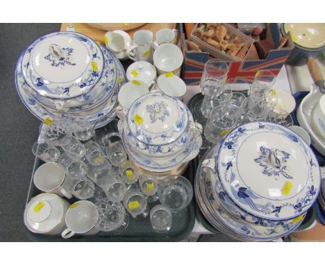 A Noritake part tea service, decorated in the Courtney pattern, to include tea cups and saucers, milk jug, lidded sugar bowl,