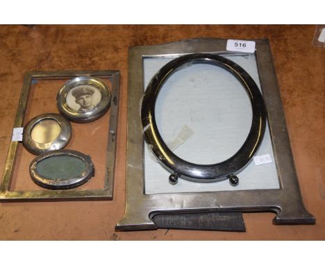 A selection of silver and white metal picture framesTo include a large rectangular frame, together with three miniature frame