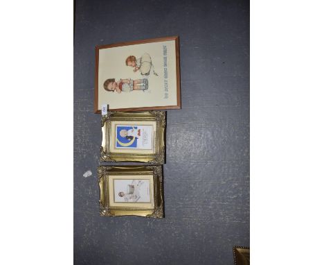 A group of three Mabel Lucie Attwell framed itemsComprising of two original postcards, the first 1937 depicting young child a