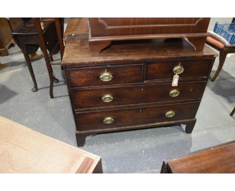 A Georgian mahogany chest of drawersHaving two short drawers and one long drawer, raised upon bracket feet. 