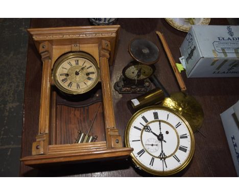 A Victorian Vienna style wall clockComplete with pendulum (af), an enameled wall clock dial with a single train movement, clo