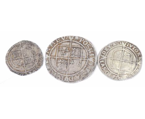 A Elizabeth I silver half crown, c.1584-86With escallope Mint mark, further silver sixpence (possibly 1580) and a Grout possi
