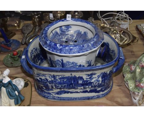 Two Ironstone Victoria ware itemsTo include large jardinere with stem separation attachment and knob handles along with a lar