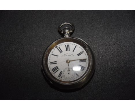 A silver pocket watchThe white enamel dial with Roman numeral hour markers and subsidiary seconds dial, signed J.W. Gibbins, 
