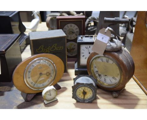 Seven assorted mantle and alarm clocksTo include a 1960's Metamec mantle clock, a Big Ben luminous alarm clock, an ebonised c