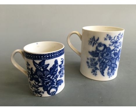 Late 18th century Caughley marked ‘Pine Cone’ pattern mug height 8.5cm, with another Caughley ‘Pine Cone’ pattern mug height 