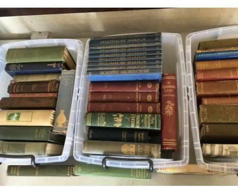 Three boxes of books on architecture including ‘In Troubadour-land’ by S. Baring-Gould 1891, ‘Gothic Architecture’ by John He