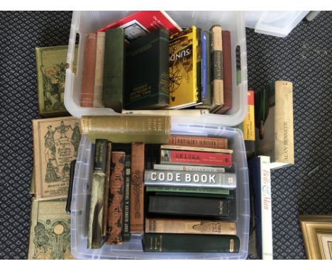 Two boxes of mixed books including Donald Mackenzie series of three Myth and Legend in Literature &amp; Art, ‘Climatology’ by