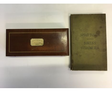 A W. R. Loftus Ltd London Sikes Hydrometer No. 14132 with Sikes Hydrometer Spirit Tables part I book 1920. IMPORTANT: Online 