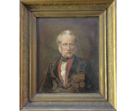 Attributed to JOHN IRVINE (1805-1888). Frames, unsigned oil on board, portrait of Sir John Larkin Cheese Richardson (1810-187