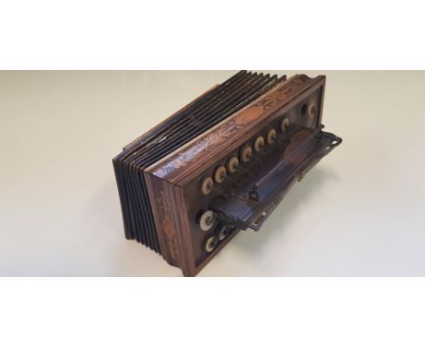 A W. Window &amp; Son mini handheld accordion with rosewood and inlay box. Online viewing and bidding only. No in person coll