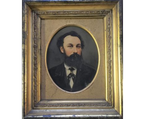 Attributed to JOHN IRVINE (1805-1888). Framed, unsigned oil on board, portrait of James Benn Bradshaigh-Bradshaw (1832-1886),