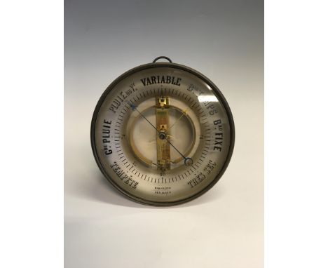 A bourdon design barometer by Jules Richard, marked ‘Brevete’ and serial number 22269, diameter 26cm. IMPORTANT: Online viewi