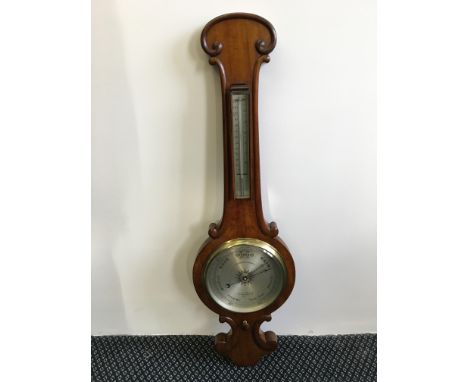 A Negretti &amp; Zambra mahogany cased barometer, height 93cm. IMPORTANT: Online viewing and bidding only. Collection by appo