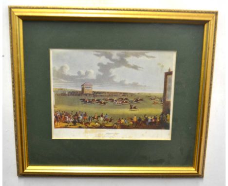 Two sporting prints, hunting and racing interest. To include print of newmarket races by J.Moore and reproduction print of th