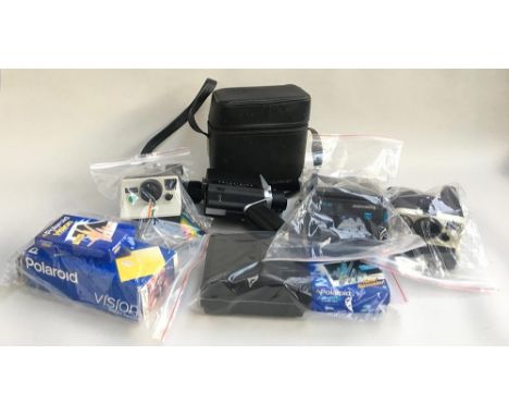 A collection of Polaroid cameras to include Polaroid 1000 Land Camera; Polaroid Autofocus 3500 Land Camera; Supercolor SE 635