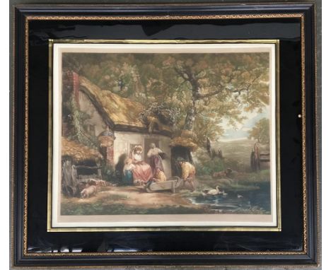 Henry T. Greenhead (1849 - 1926) after George Morland ( 1763-1804), Happy Cottagers, coloured mezzotint, signed in pencil low