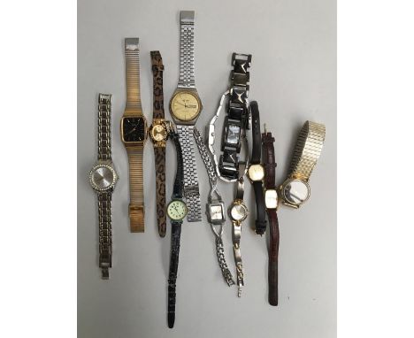 A collection of 12 ladies and gents vintage watches including Sekonda and Montine 