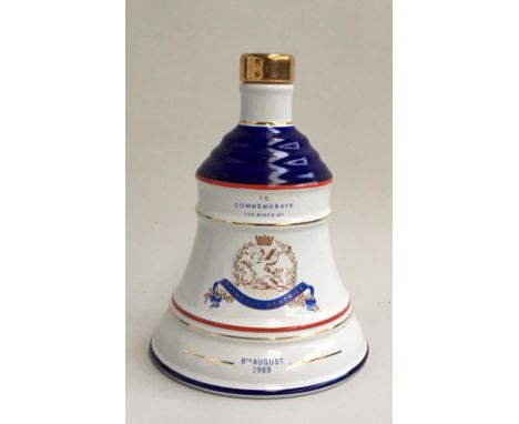 A commemorative ware porcelain decanter 75cl Bell's Old Scotch Whiskey, commemorating the birth of Princess Beatrice 8th Augu