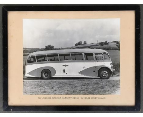 A photographic print of a vintage coach, 'The Yorkshire Traction Company Limited, 32 Seater Luxury Coach', 30x38.5cm 