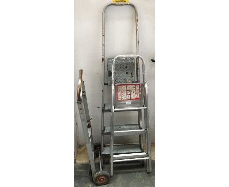 Two aluminium folding step ladders 