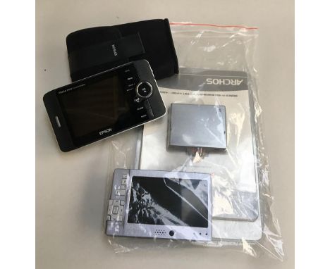 An Epson P-2000 Multimedia Storage Viewer, together with an Archos AV500 mobile digital video recorder, with spare battery 