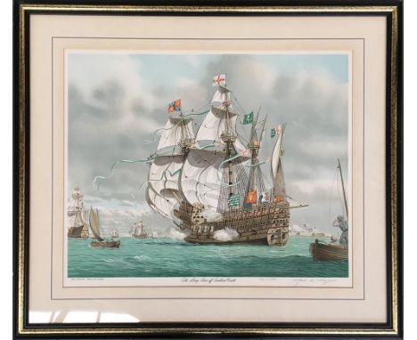 Mark R. Myers, The Mary Rose off Southsea Castle, colour print signed and dated in pencil lower right 1982, 43x52cm 